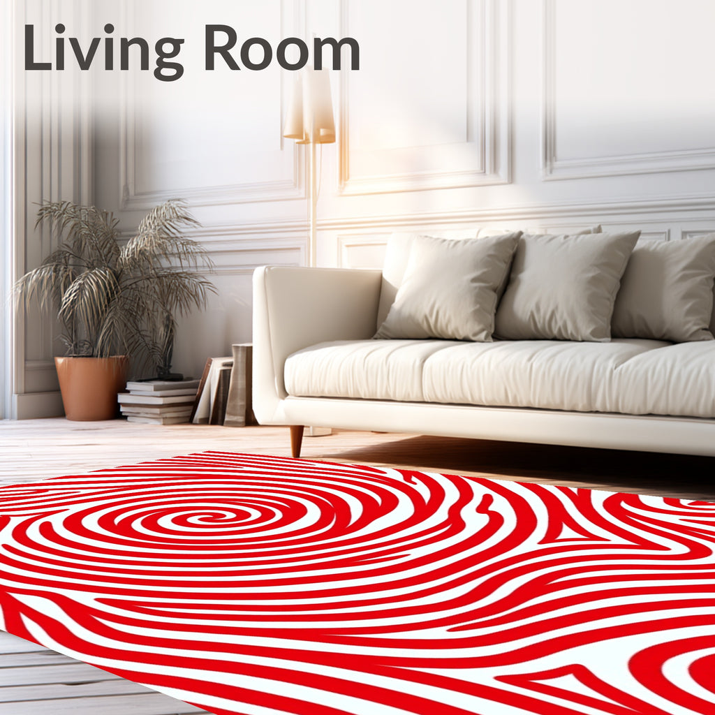 Bold Red Swirl Abstract Lines Rug