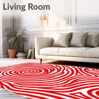 Bold Red Swirl Abstract Lines Rug