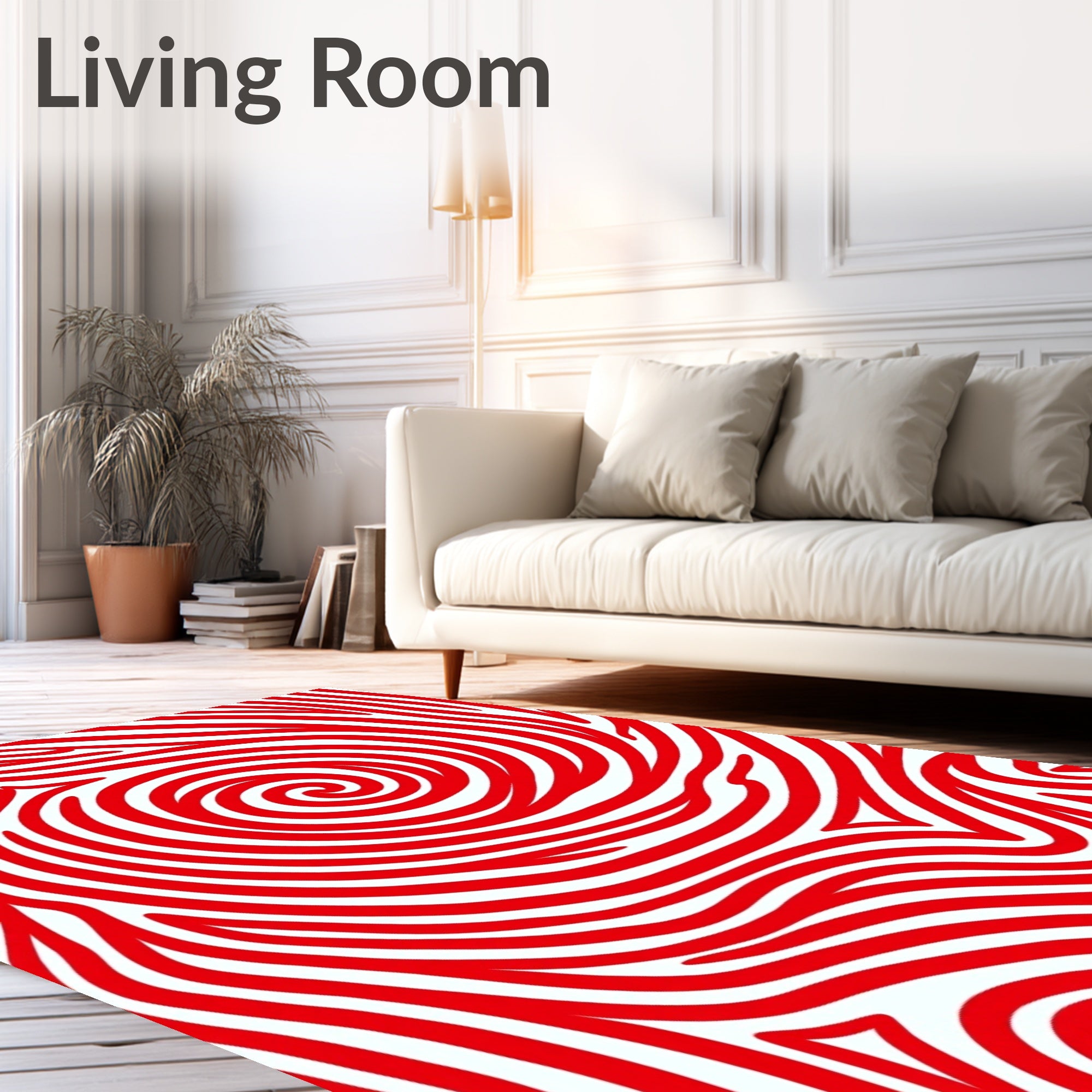Bold Red Swirl Abstract Lines Rug