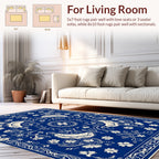 Royal Blue Floral Elegance Pattern Rug