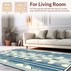Abstract Blue Cream Wavy Stripe Rug