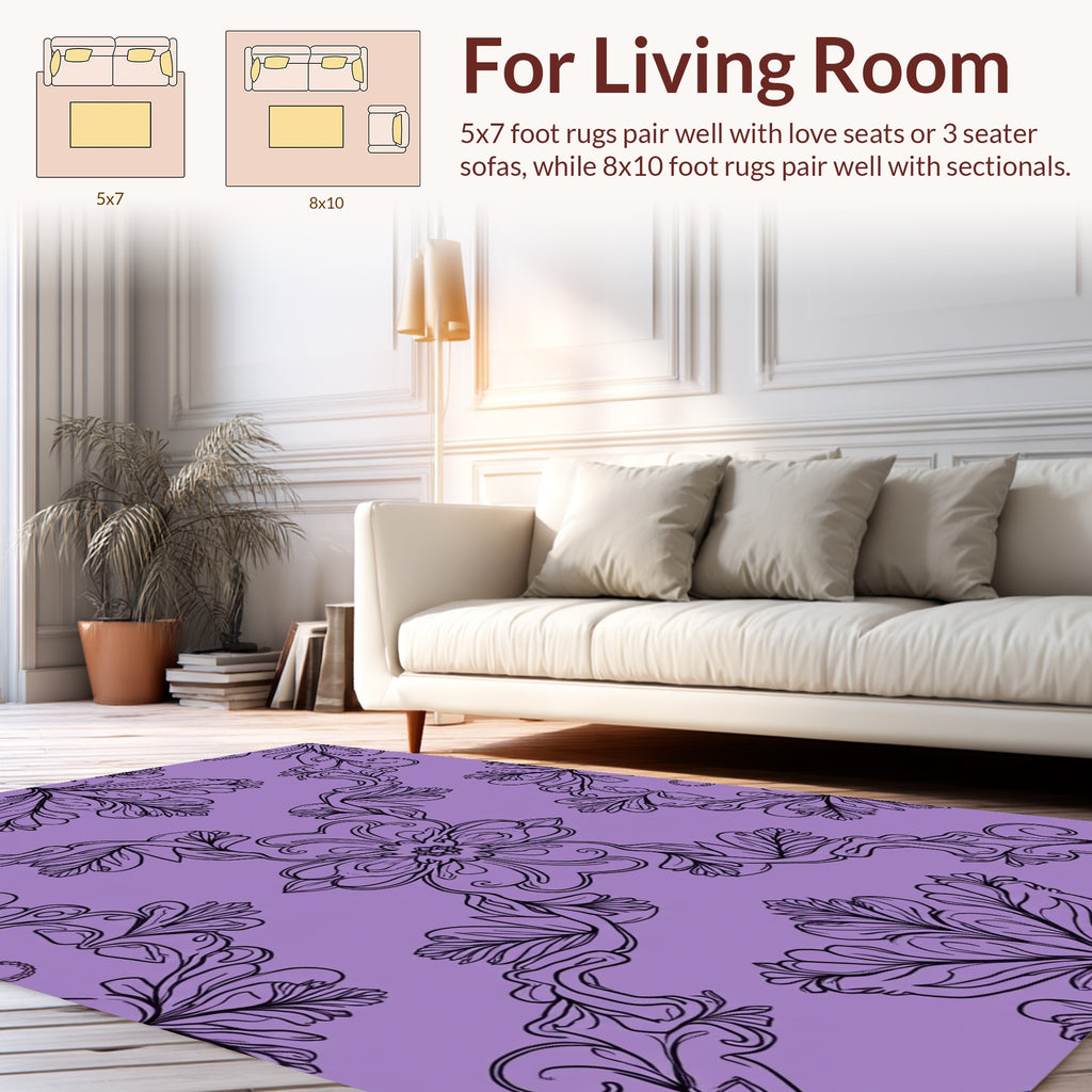 Elegant Floral Swirl Pattern Rug