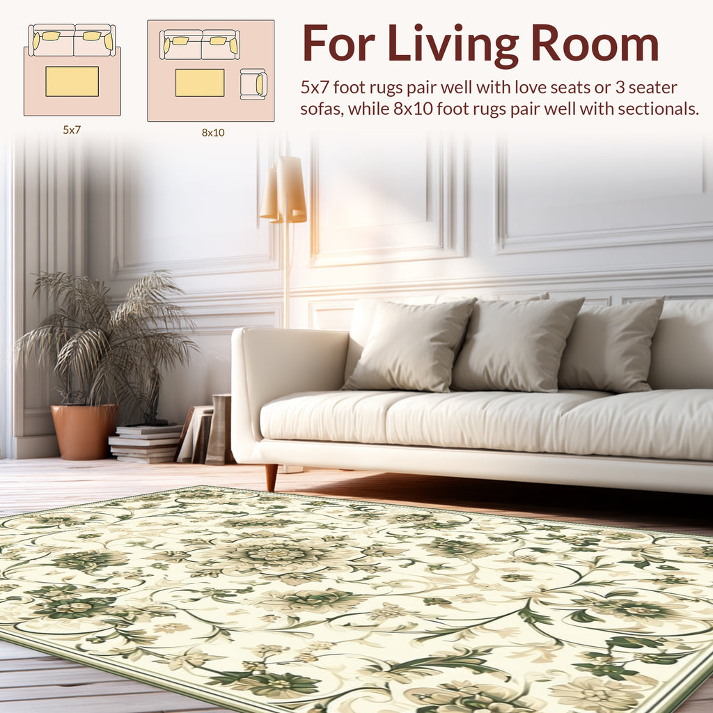 Vintage Floral Accents Swirl Pattern Rug