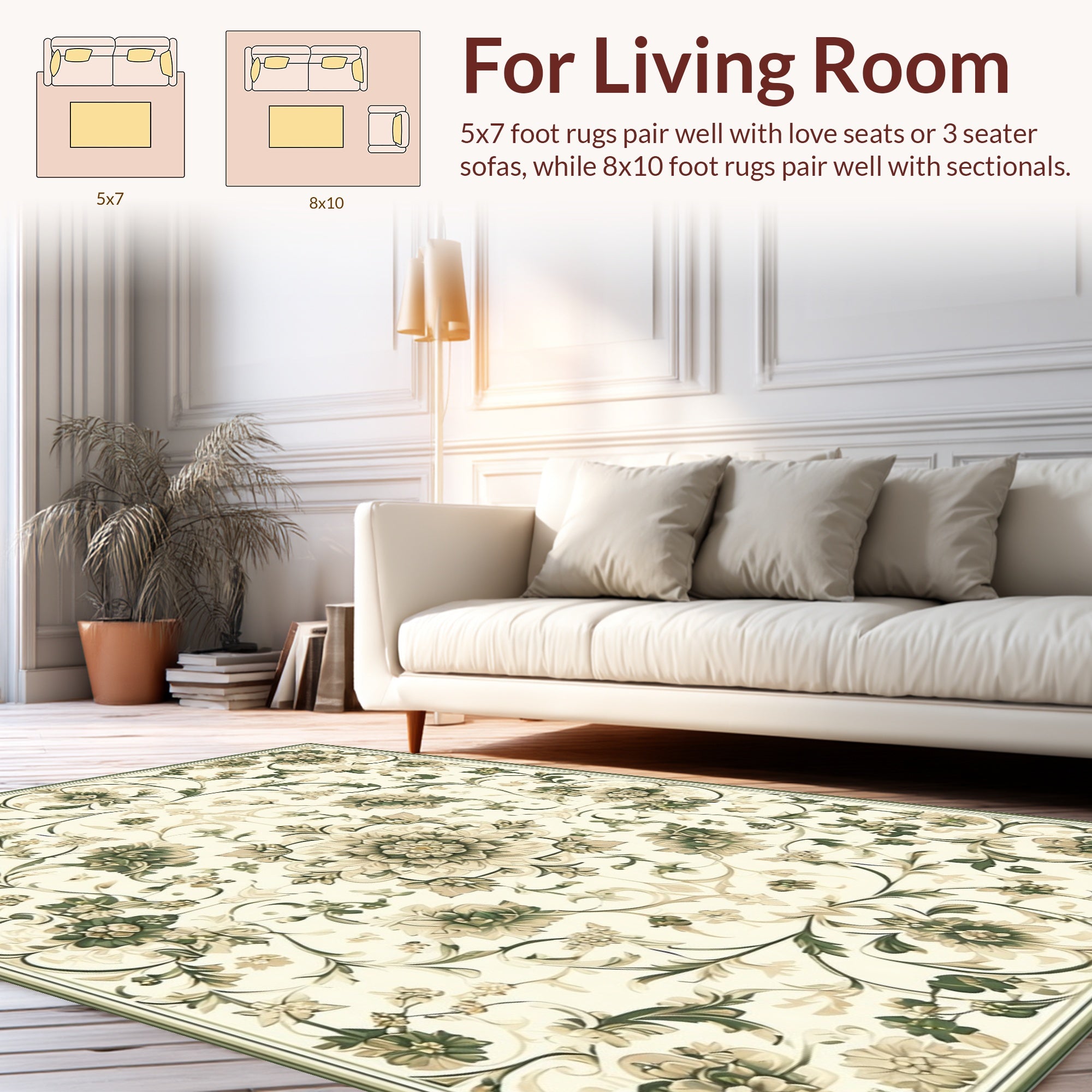 Vintage Floral Accents Swirl Pattern Rug