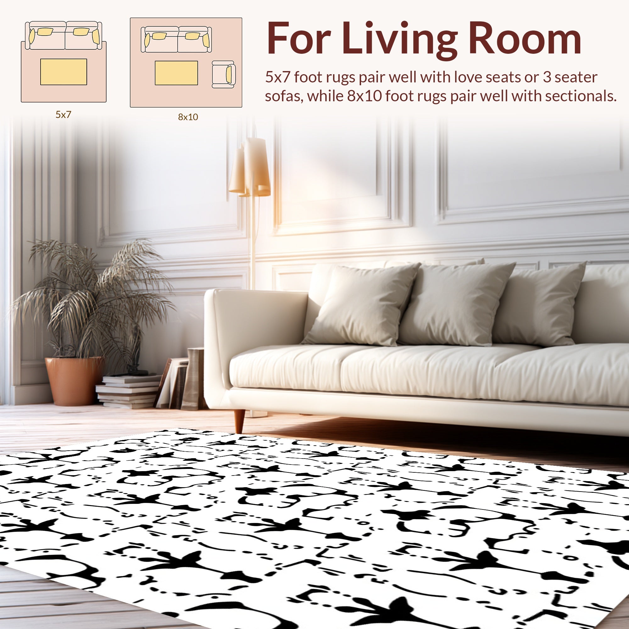 Bold Abstract Black And White Pattern Rug