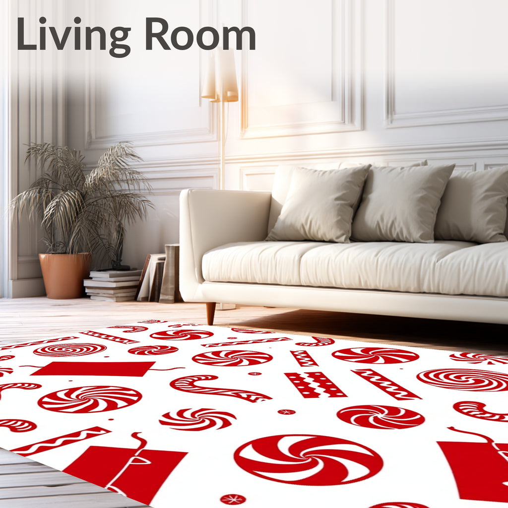 Red Candy Cane Swirl and Firecracker Mix Rug