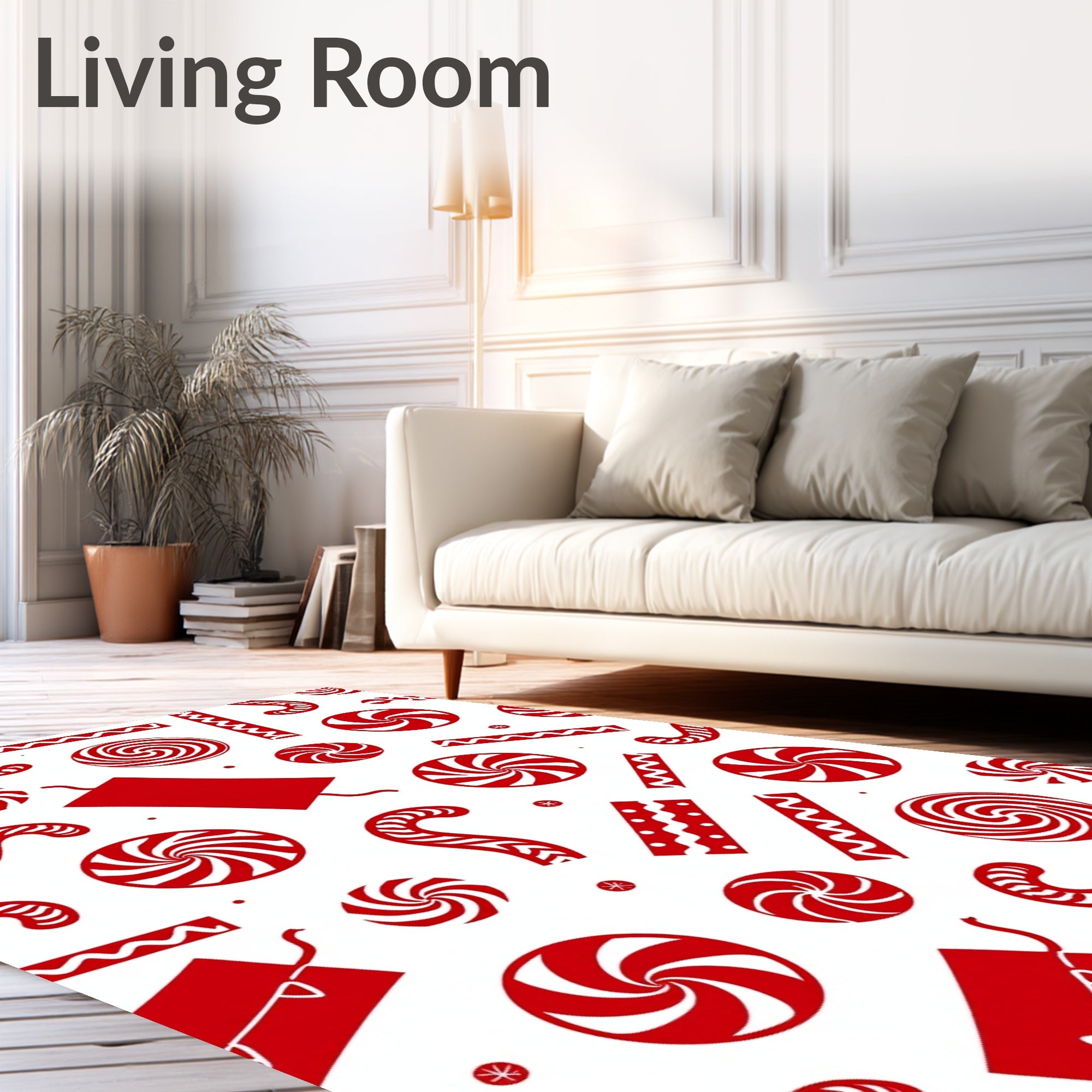 Red Candy Cane Swirl and Firecracker Mix Rug