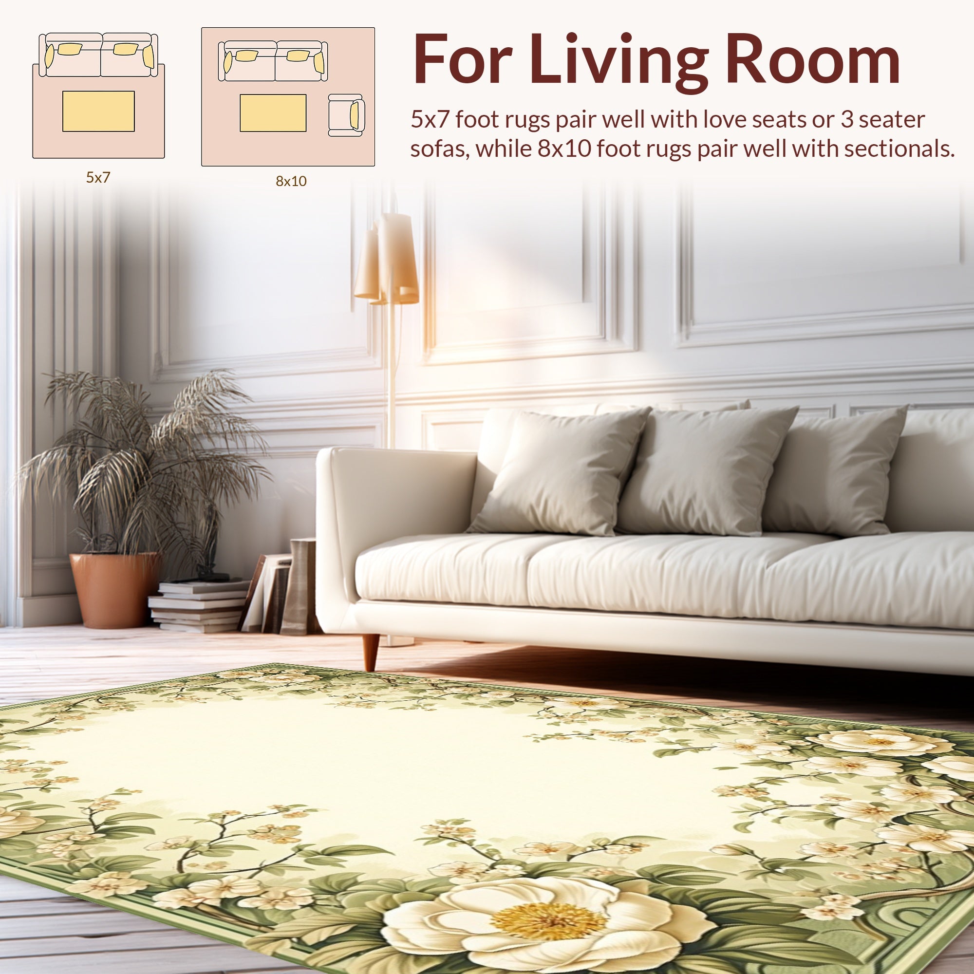 Elegant Vintage Botanical Floral Design Rug