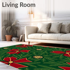 Red Bow Fir Branch Ornament Rug