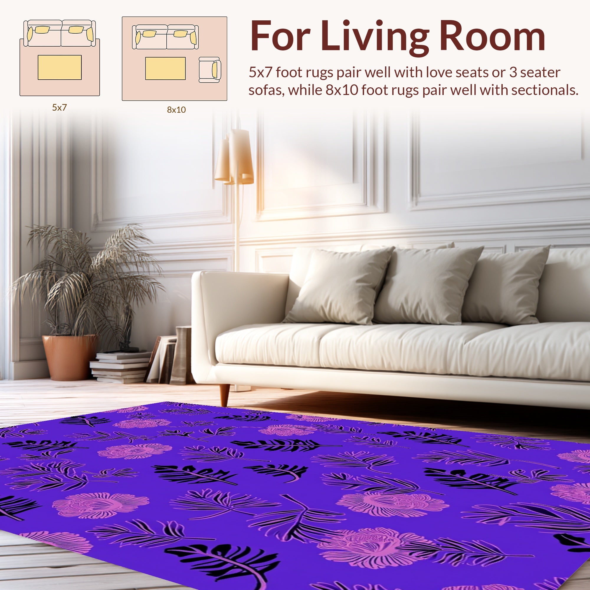 Exotic Floral Leaves Pattern Rug