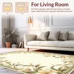Aesthetic Neutral Floral Border Design Rug