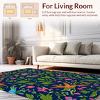 Vibrant Birds Floral Folk Rug