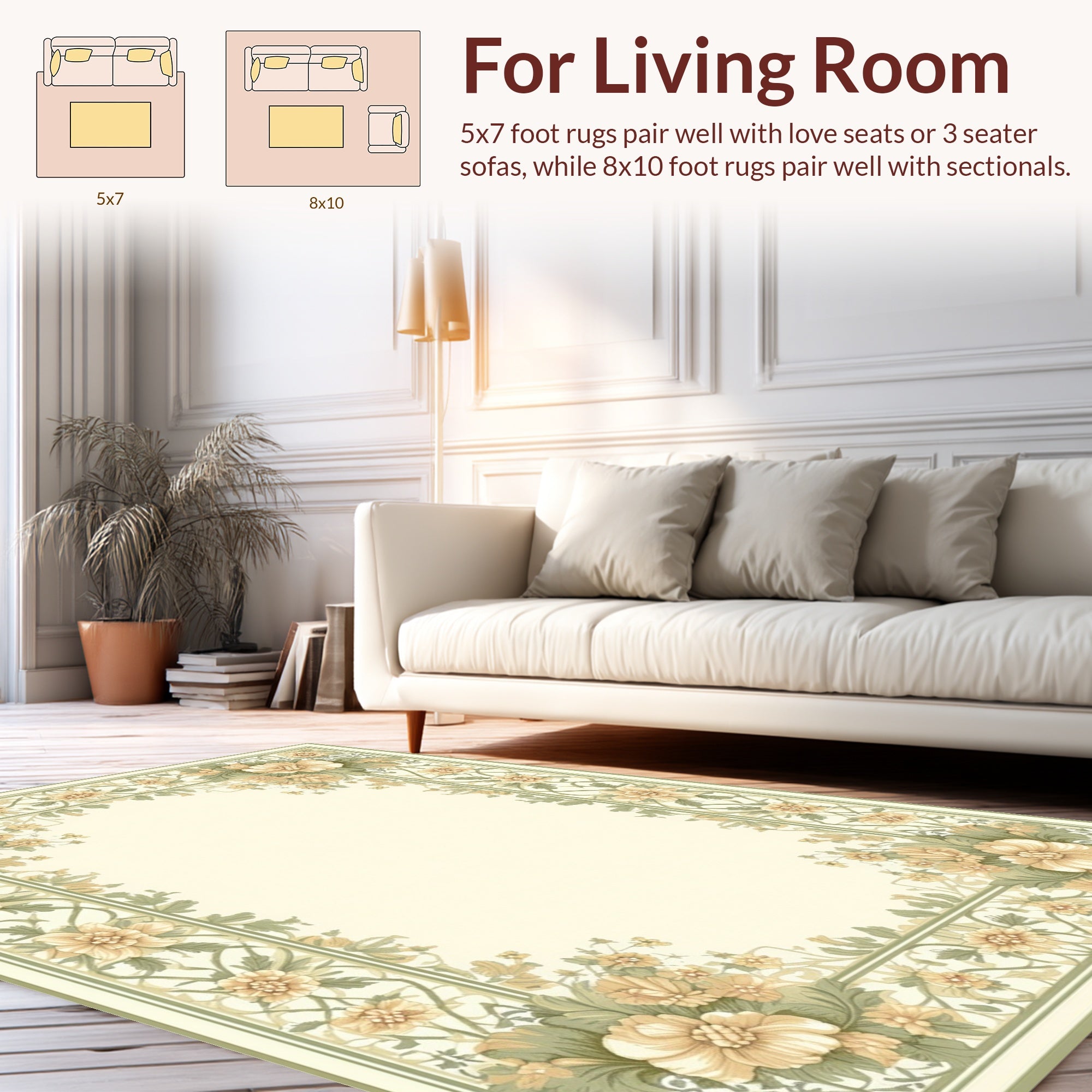 Floral Vines Botanical Border Rug