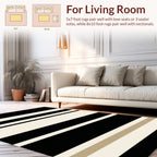Bold Black White Stripe Design Rug
