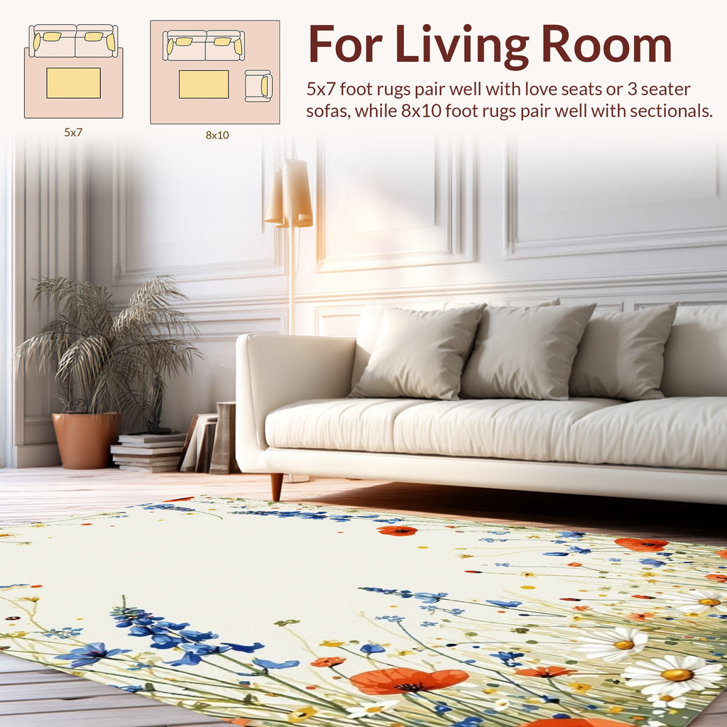 Wildflower Meadow Impressionist Floral Design Rug