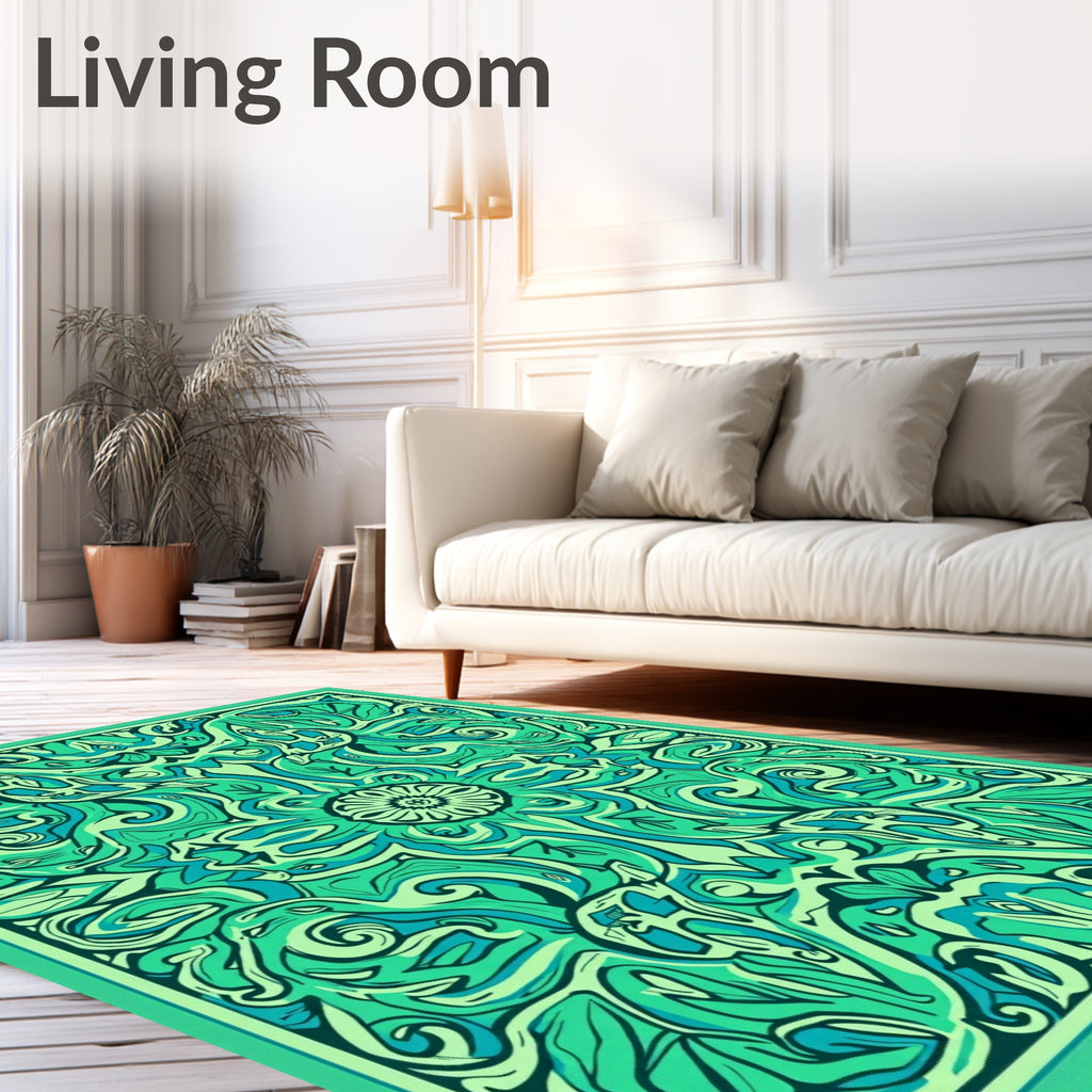 Emerald Abstract Organic Swirl Rug