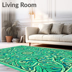 Emerald Abstract Organic Swirl Rug