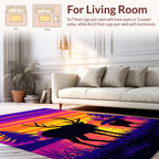 Vibrant Sunset Elk Landscape Design Rug