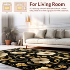Elegant Gold Floral Pattern Rug