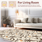 Organic Brown Swirl Floral Pattern Rug