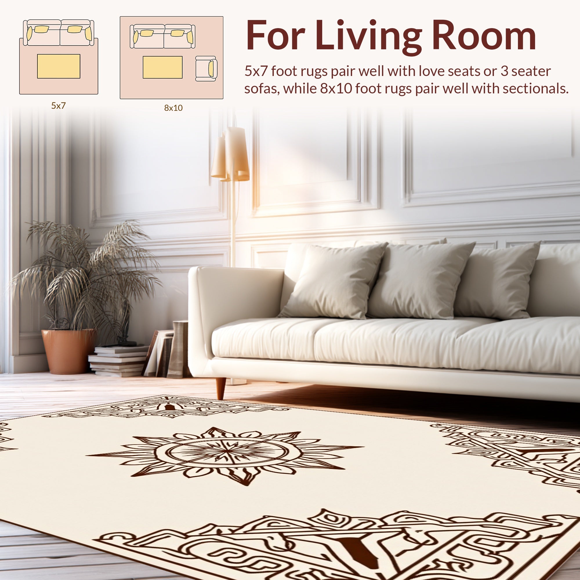 Ornate Sun Corner Motif Rug