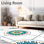 Vibrant Orange Teal Blue Mandala Rug