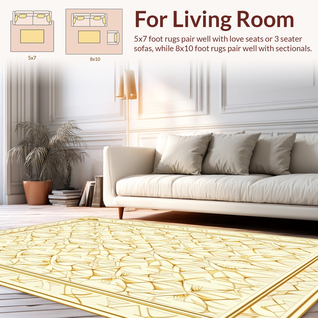 Regal Gold Floral Lattice Pattern Rug