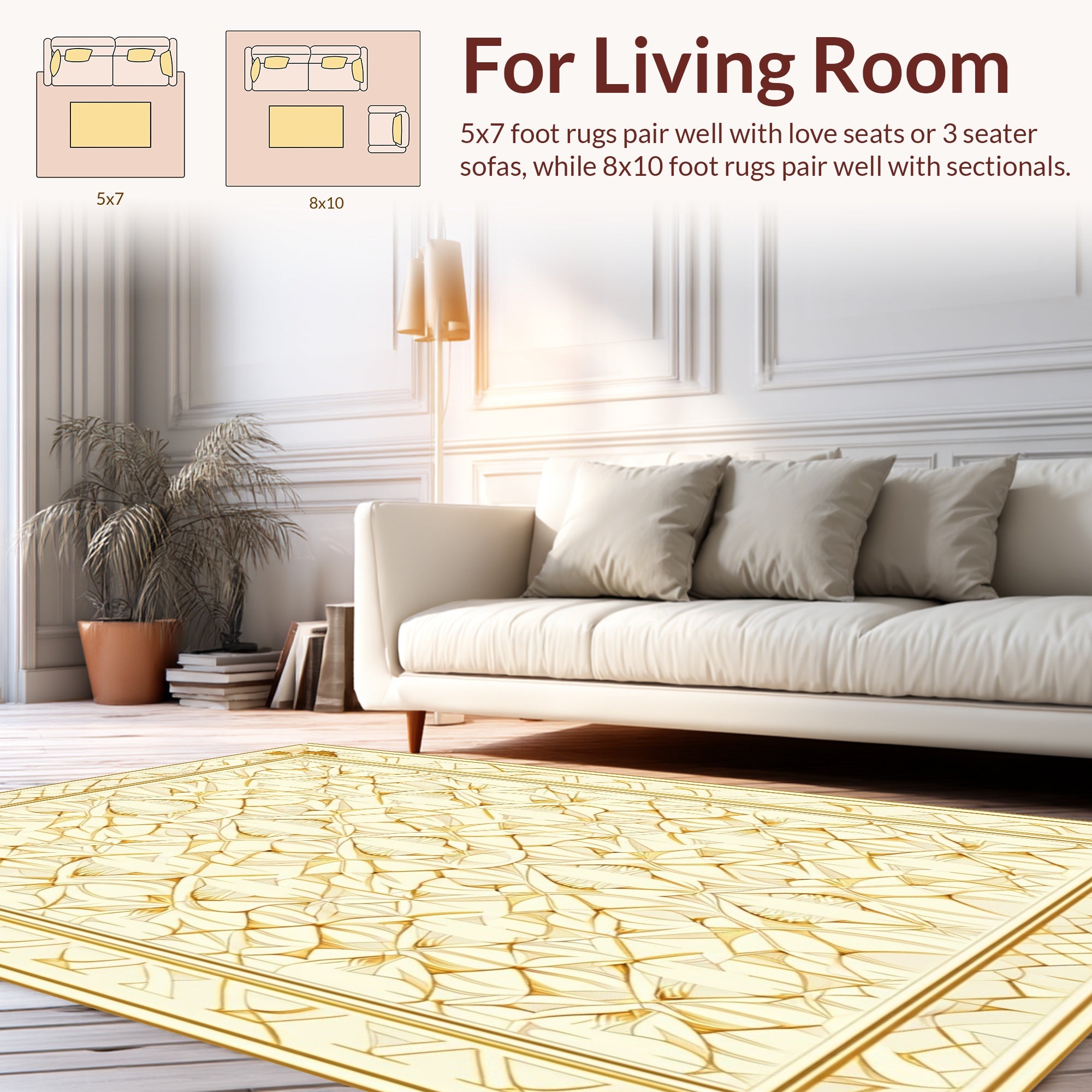 Regal Gold Floral Lattice Pattern Rug