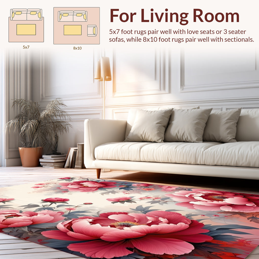 Grand Pink Floral Pattern Rug