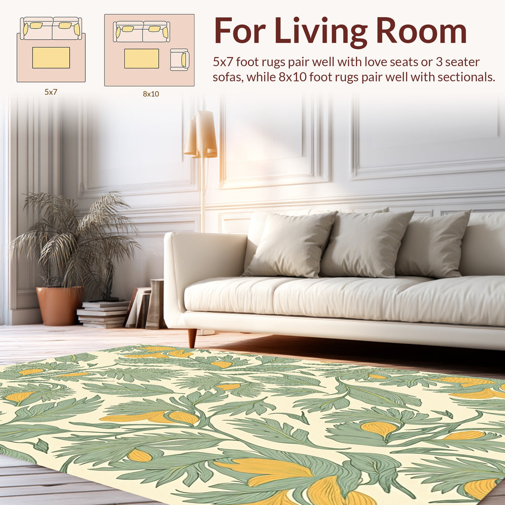 Botanical Flowing Linen Pattern Rug