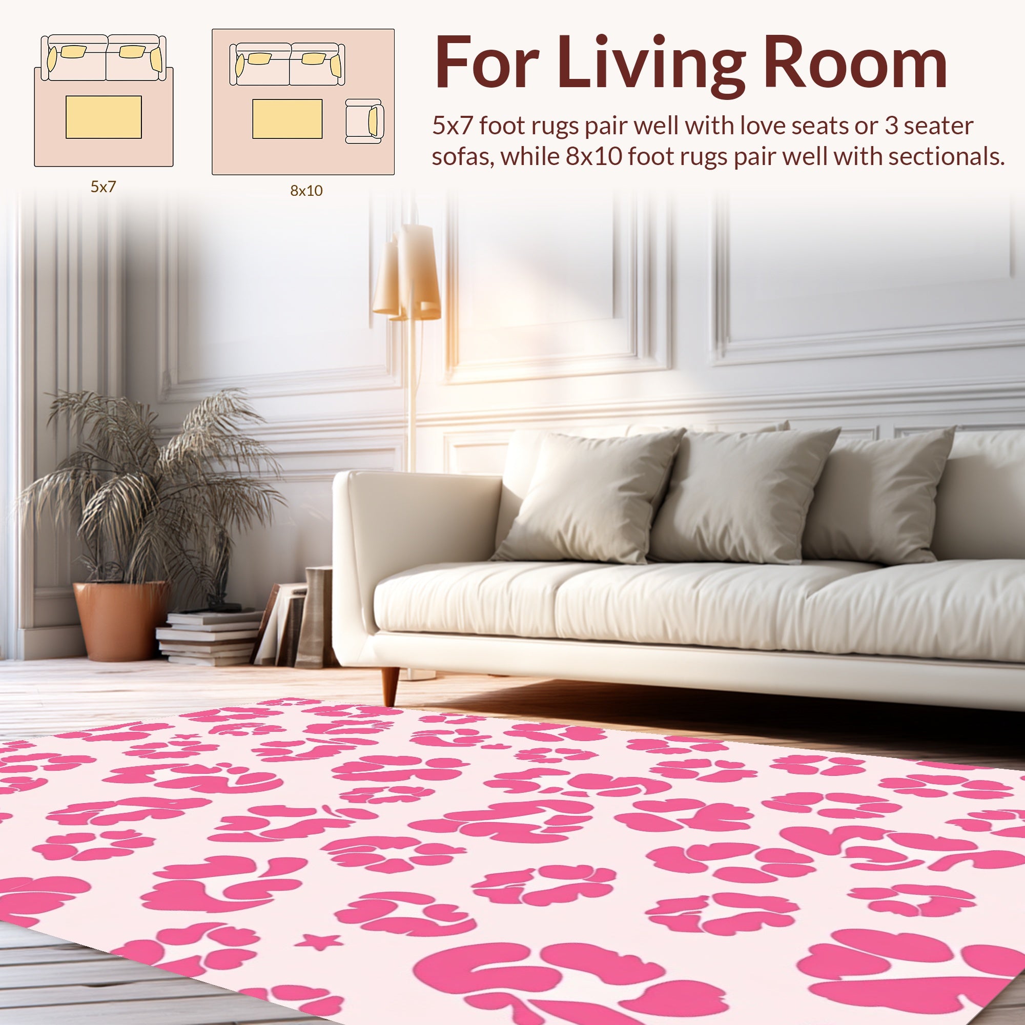 Pink Heart Patterned Retro Rug