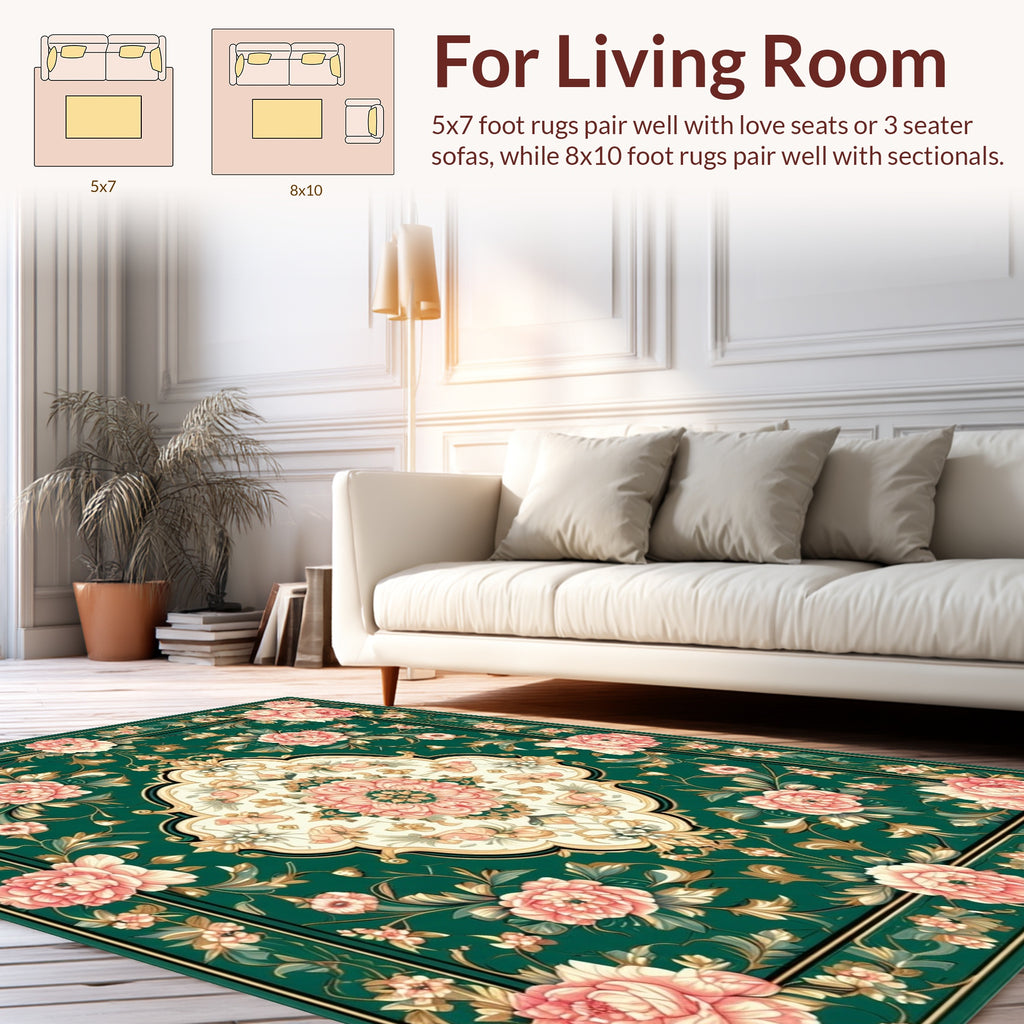 Elegant Floral Garden Motif Rug
