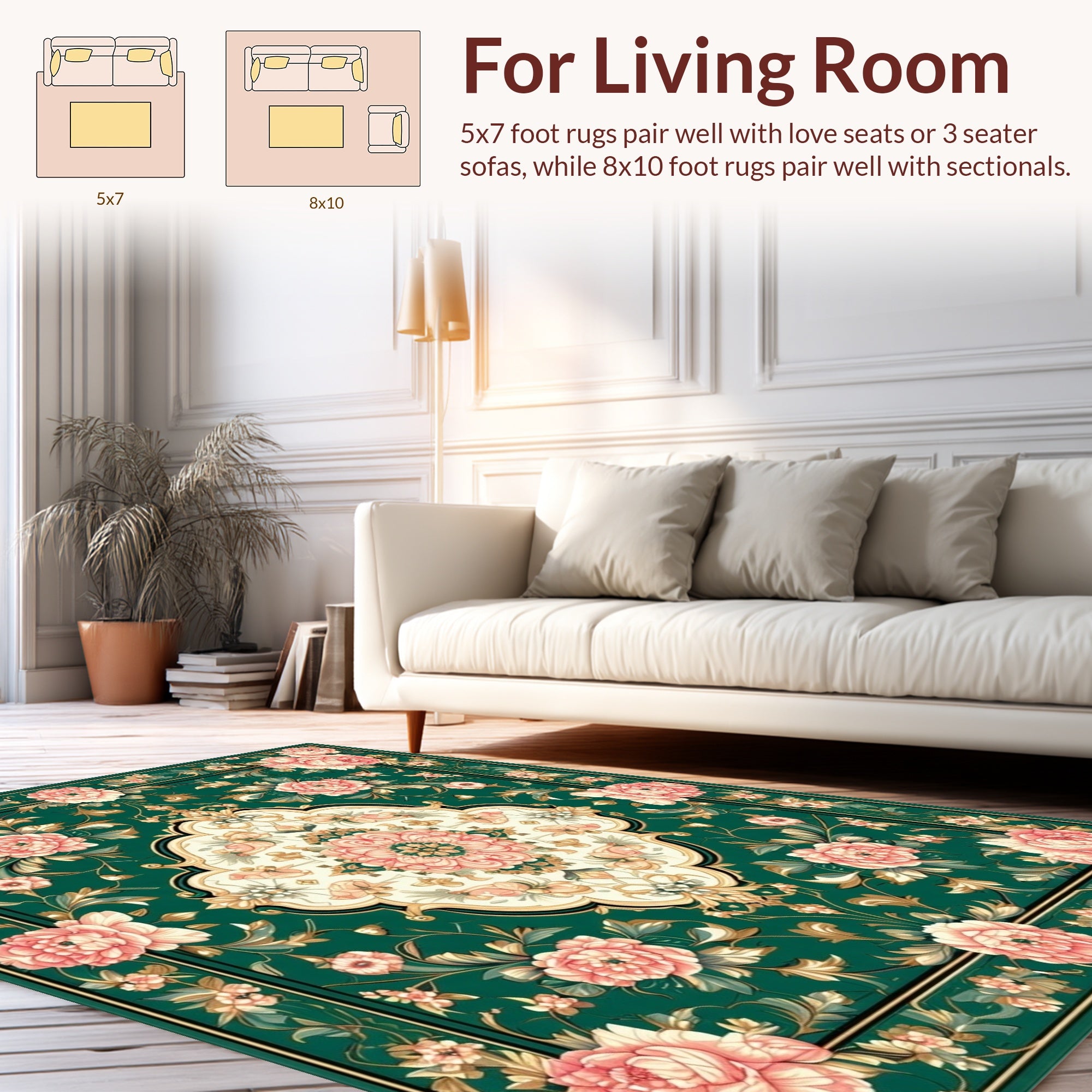 Elegant Floral Garden Motif Rug