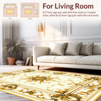 Ornate Gold Floral Medallion Rug