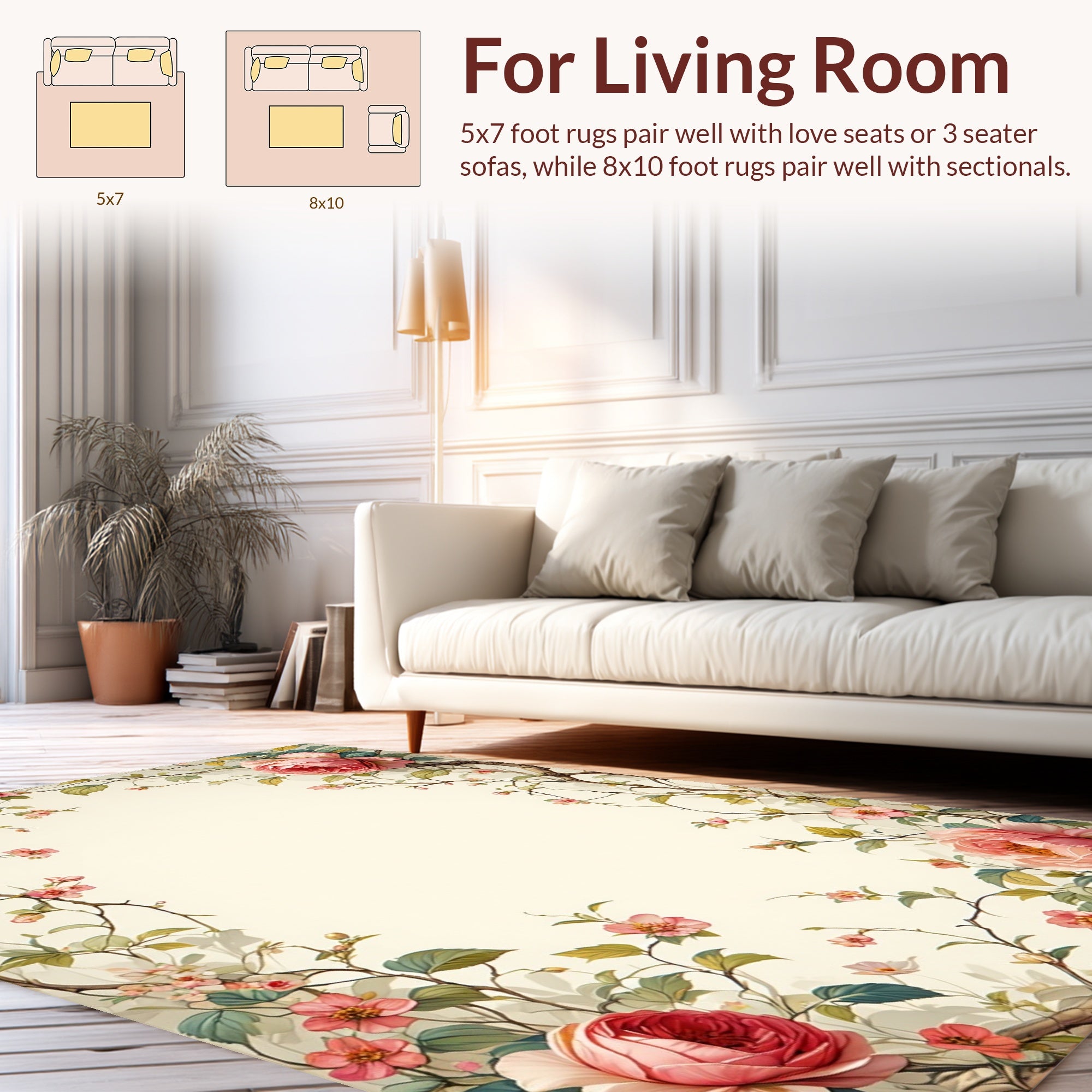 Vintage Rose Blossom Border Rug