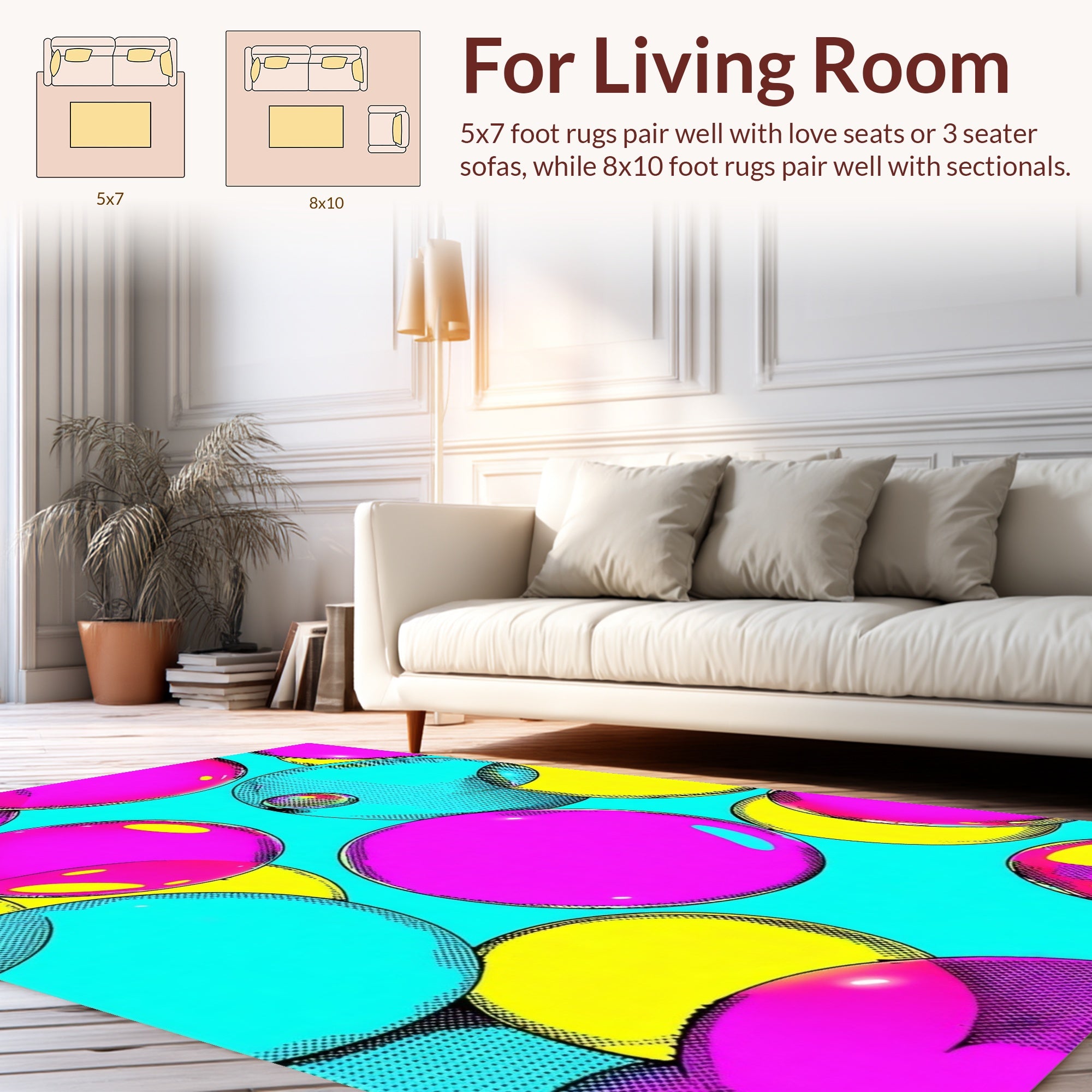 Vibrant Bubble Pattern Design Rug