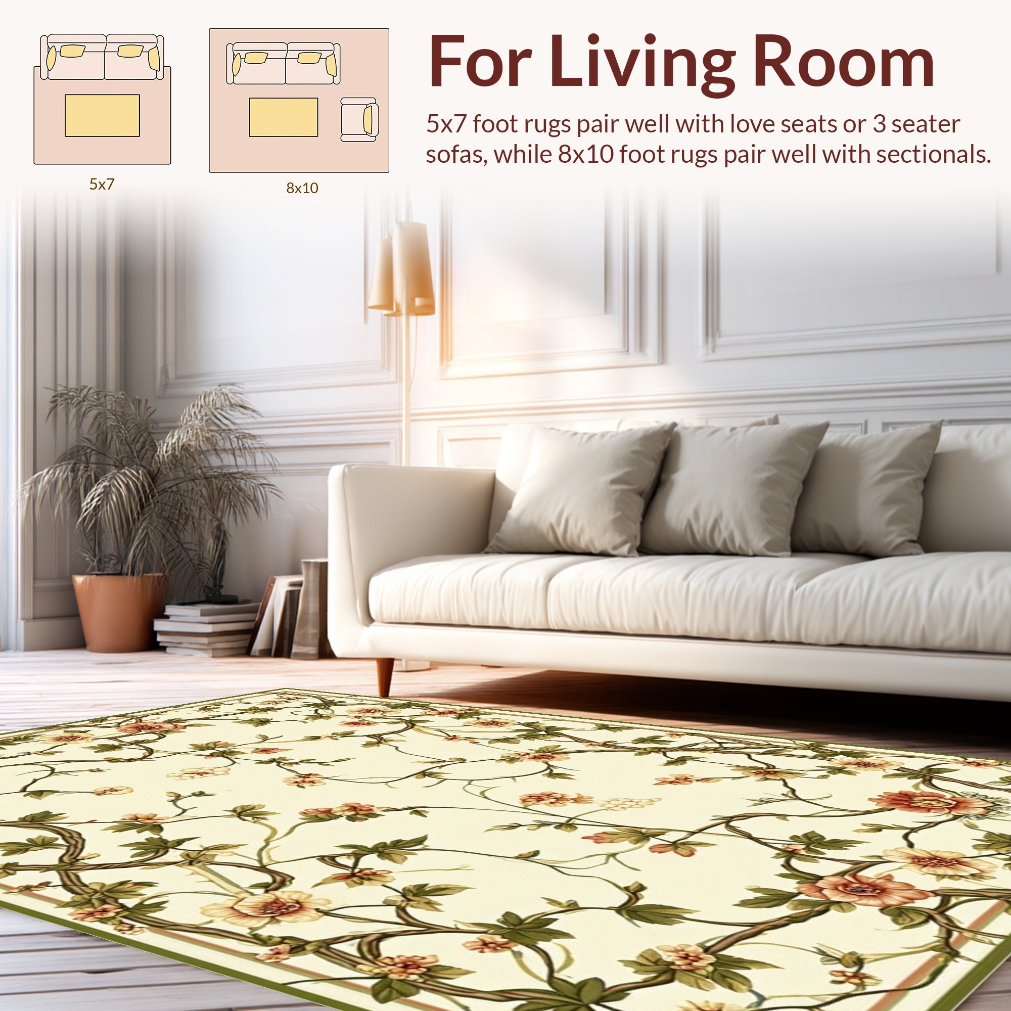 Vine And Blossom Pattern Rug