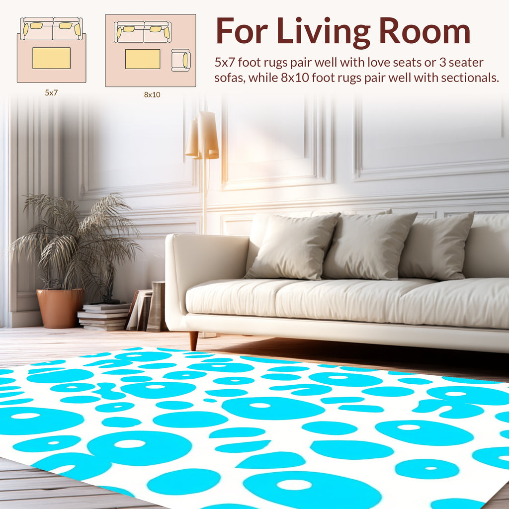 Abstract Teal Organic Circles Rug