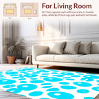 Abstract Teal Organic Circles Rug