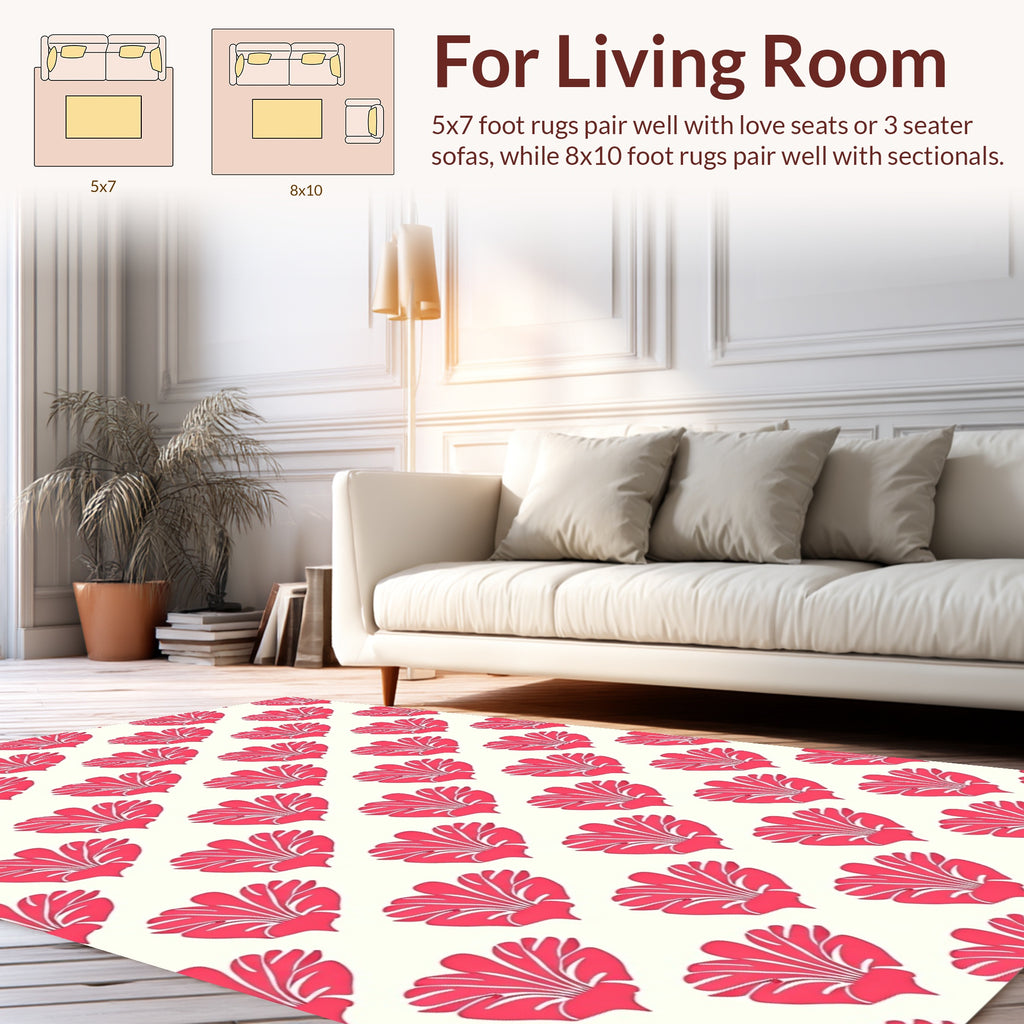 Coral Floral Pattern Rug