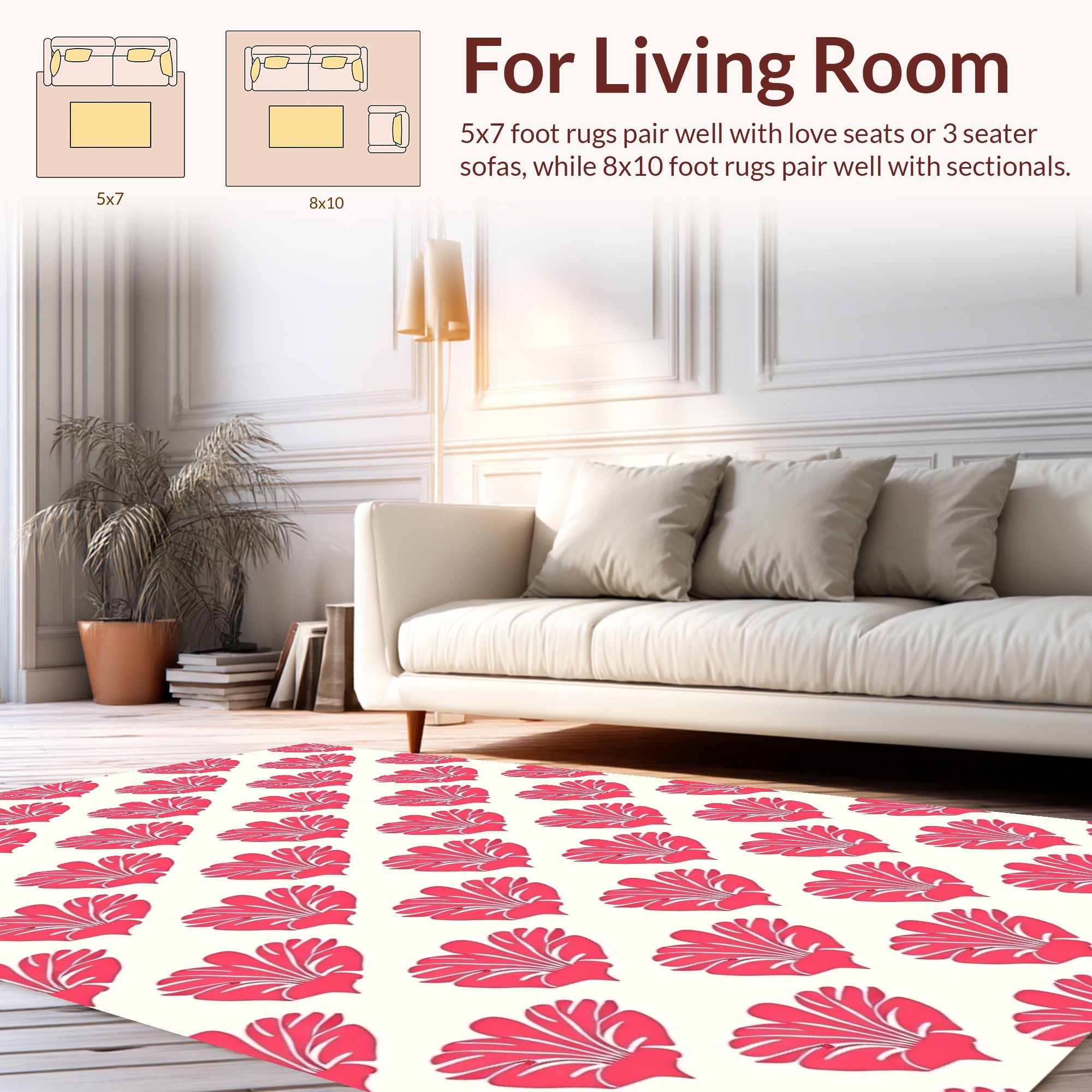 Coral Floral Pattern Rug