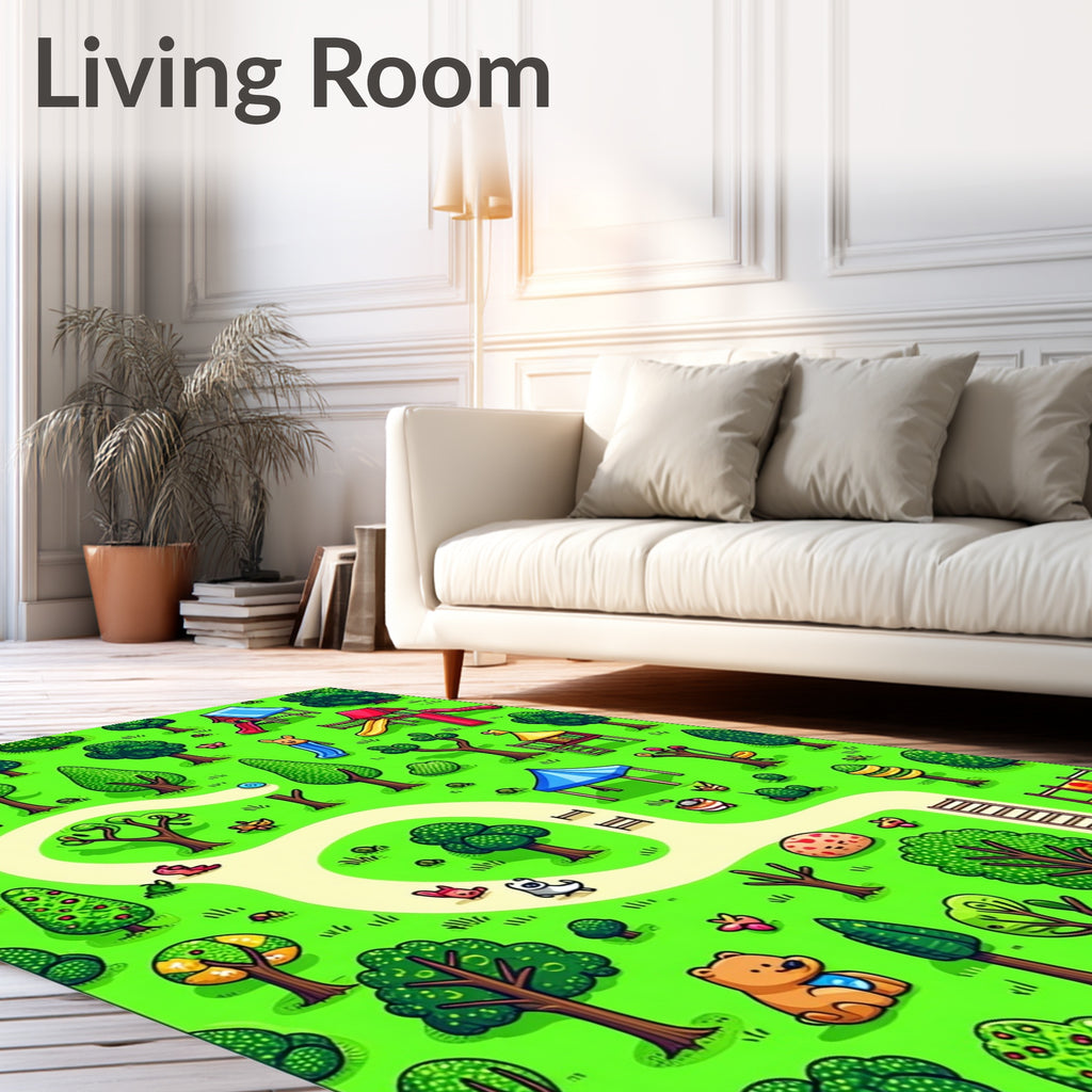 Whimsical Park Scene Pattern Rug