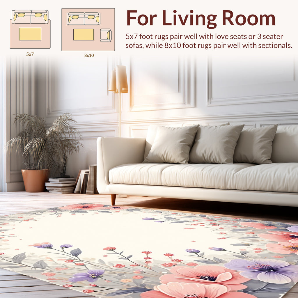 Whimsical Floral Design In Pastels Rug