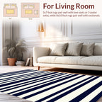 Bold Navy Ivory Stripe Pattern Rug