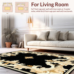 Ornate Gold Swirl Baroque Design Rug