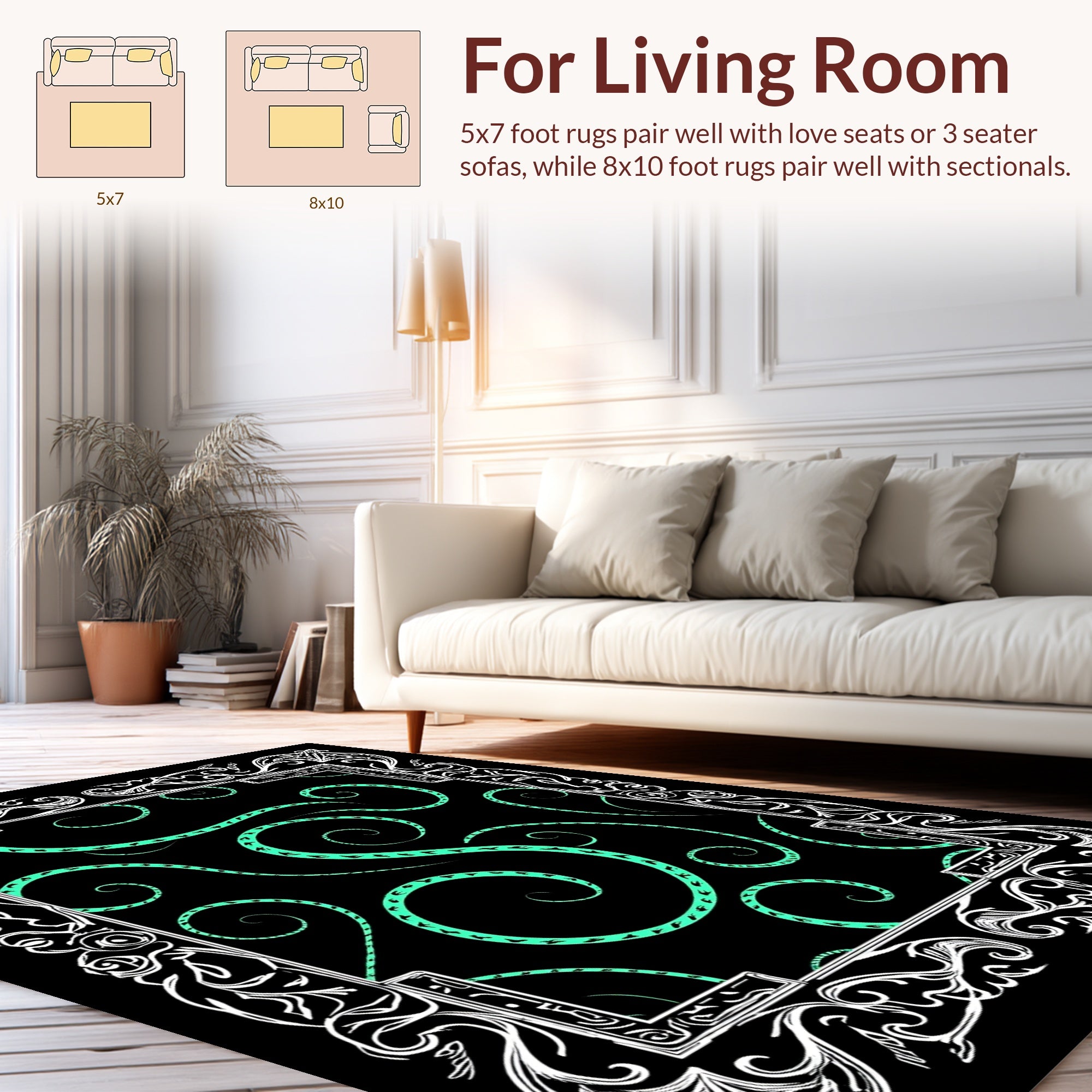 Art Nouveau Swirling Vine Pattern Rug