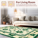 Classic Green Floral Medallion Pattern Rug