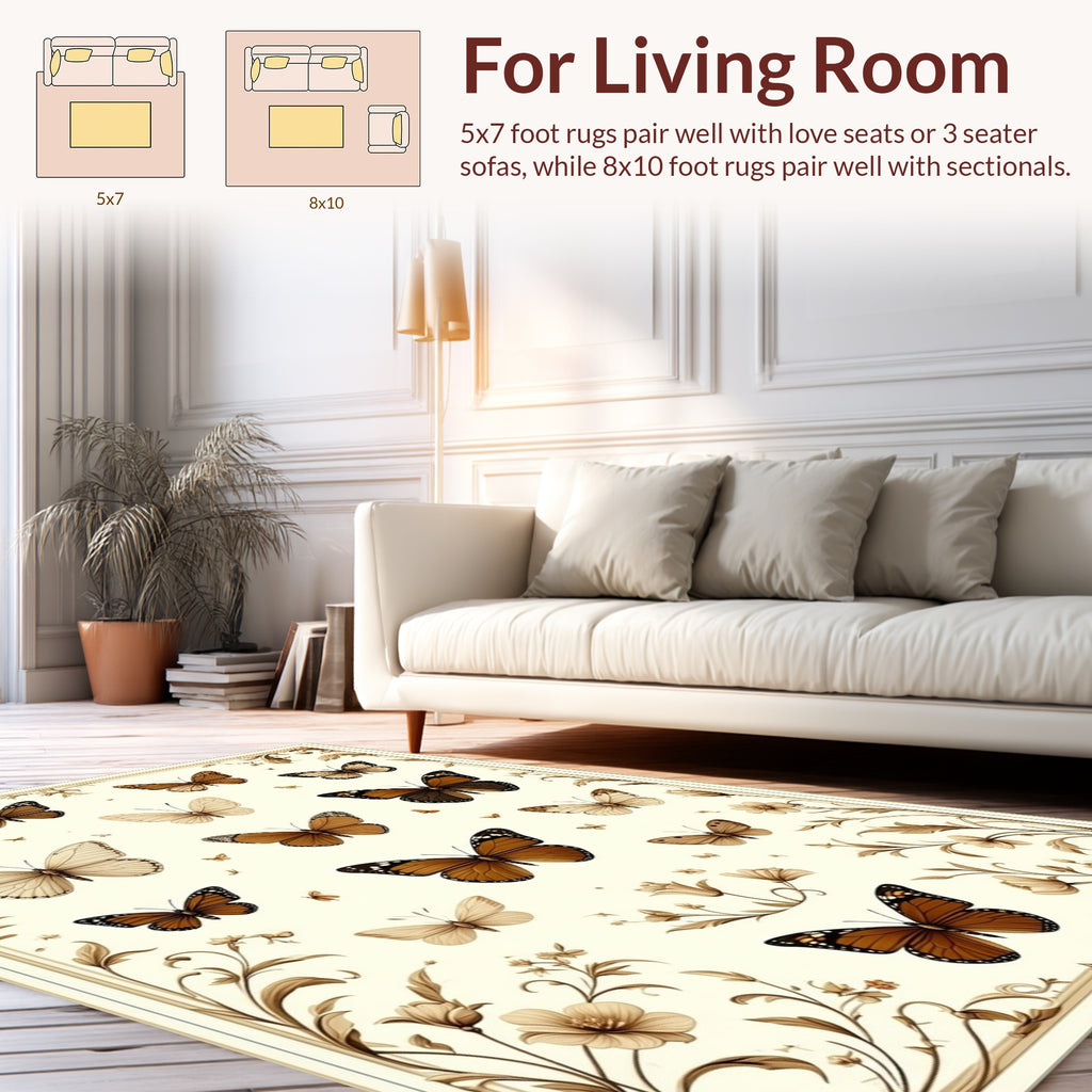 Nature Butterfly Patterned Design Rug