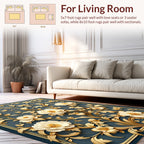 Gold Floral Scrollwork Classic Design Rug