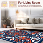 Intricate Orange And Navy Floral Design Rug